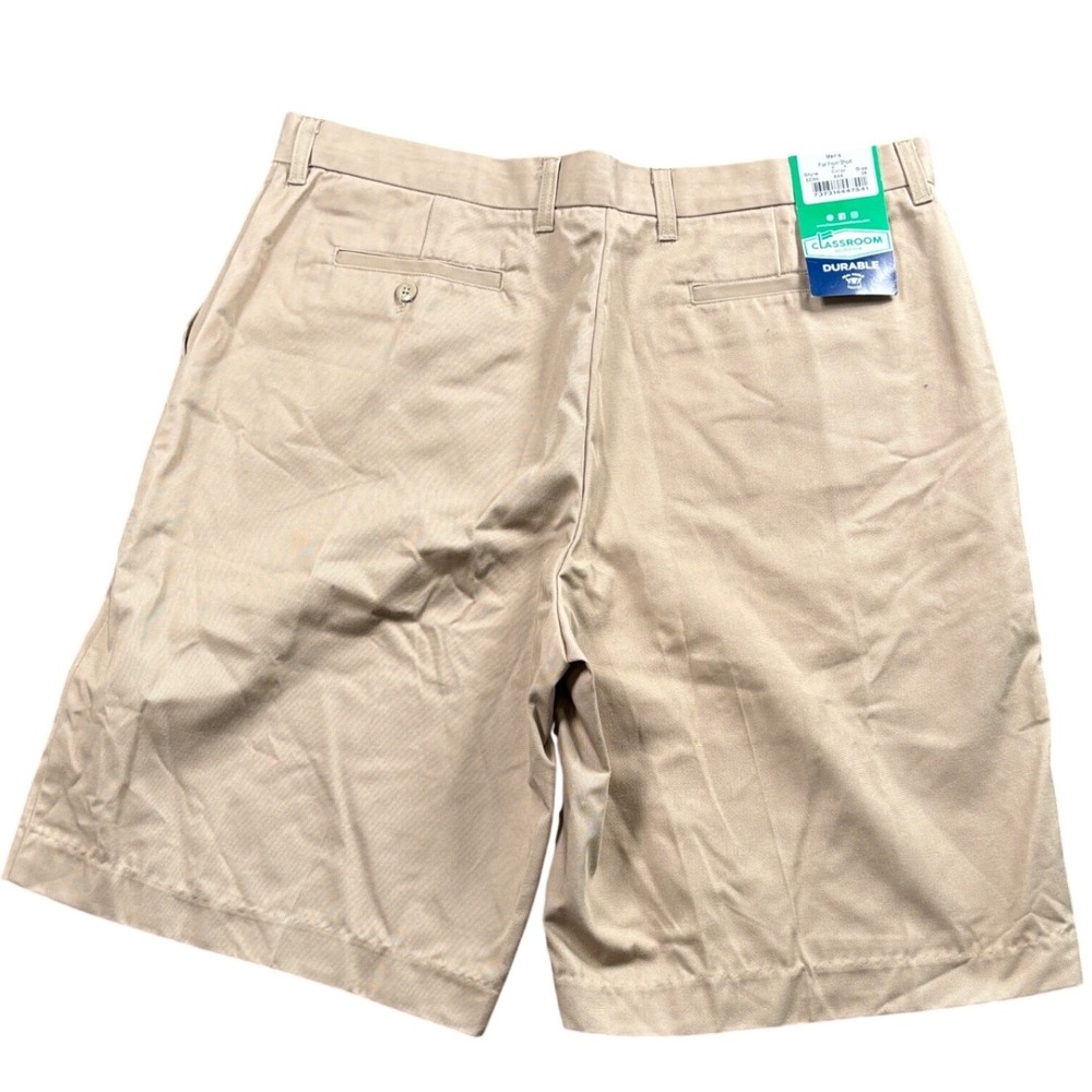 Classroom Uniforms Flat Front Shorts‎ Mens 38 Khaki Tan Durable School Work NWT